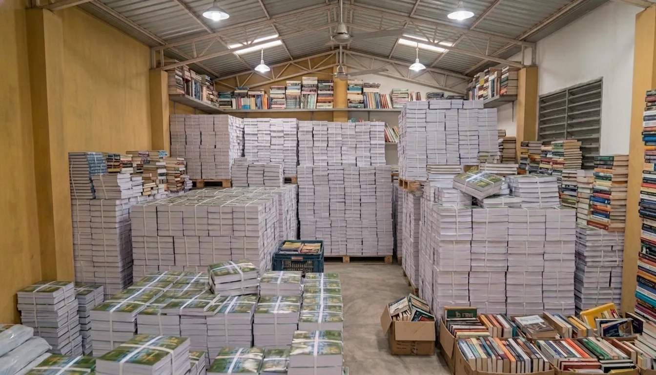 Book storage and inventory at Qazi Associates printing facility